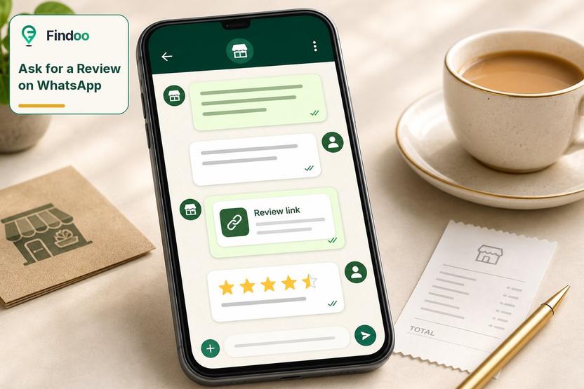 Business sending a customer a direct review link through a messaging app